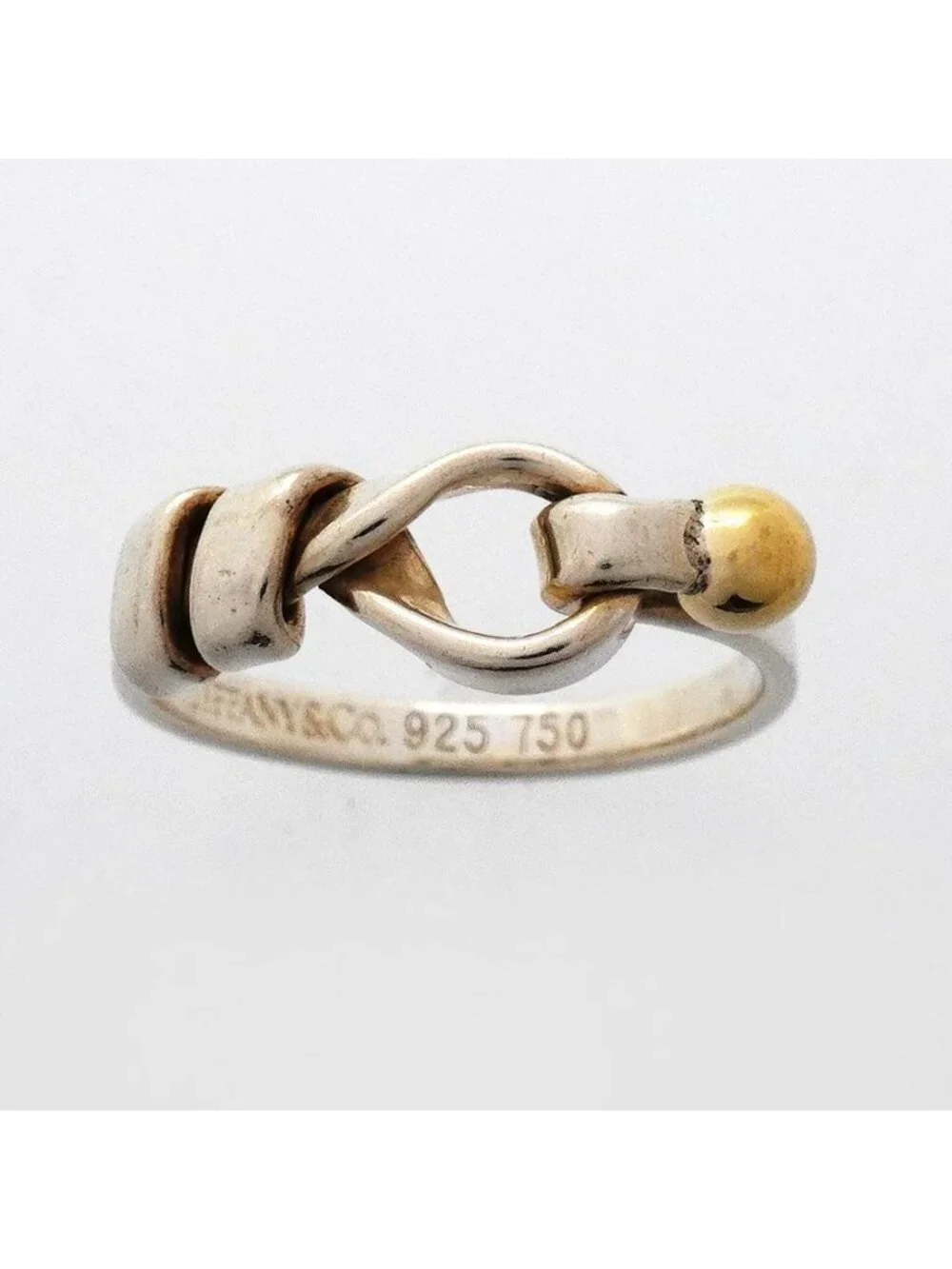 Tiffany & Co Ring Hook Eye 18k Yellow Gold 925 Sterling Silver
